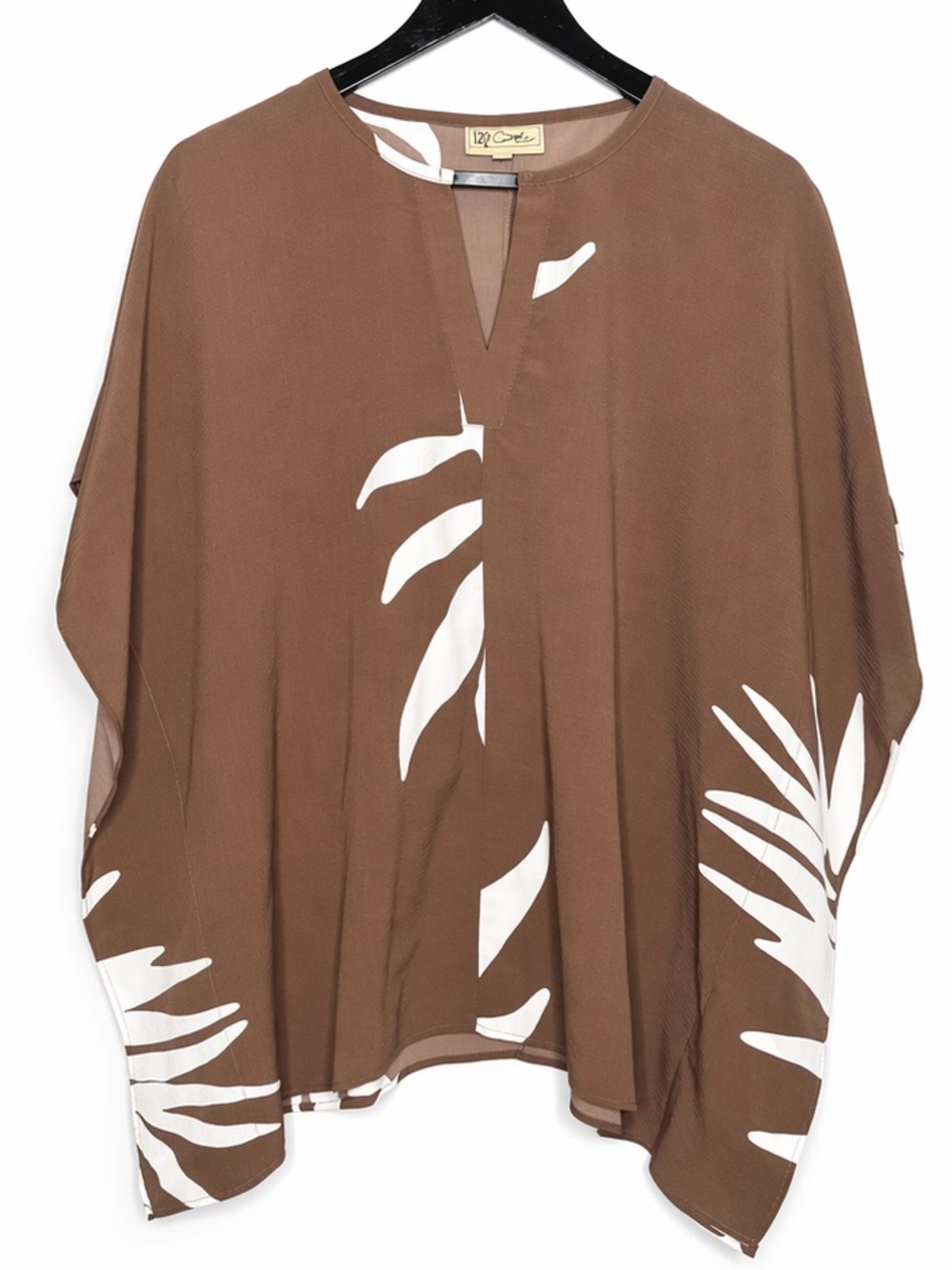 D2 Diane Gilman Brown Tropical Print Blouse | Boho Batwing Sleeve Top‎